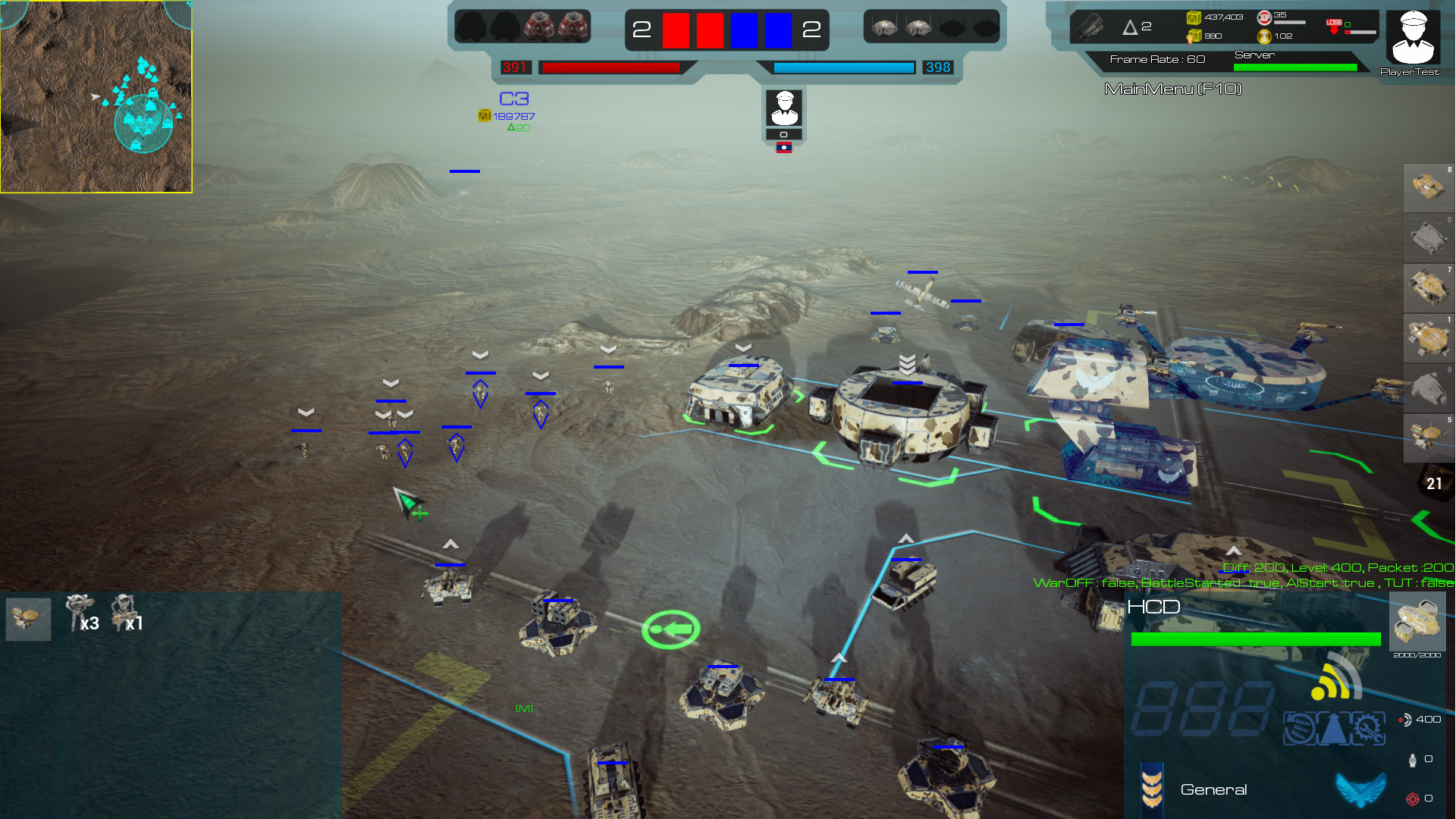 Robotic army and command ships on the battlefield