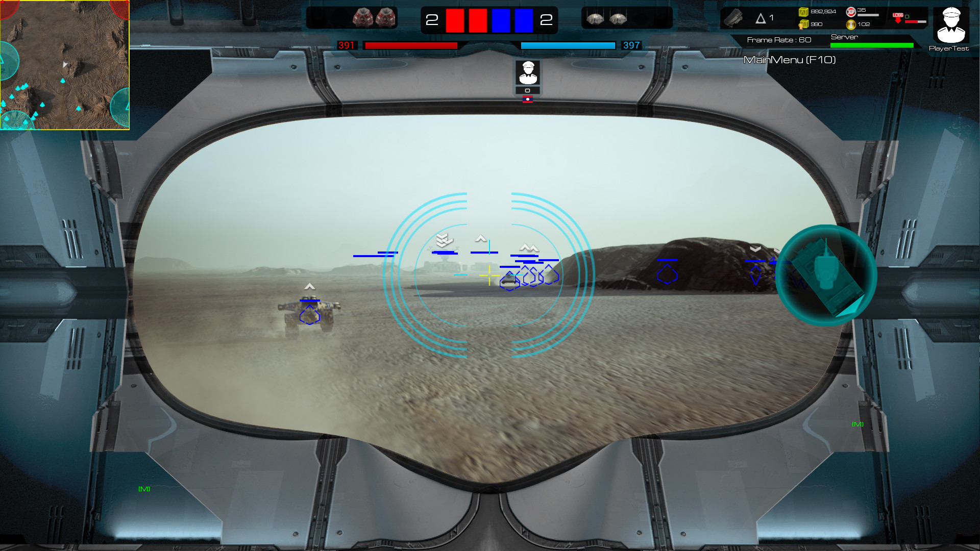 First-person view from a robotic unit on the battlefield