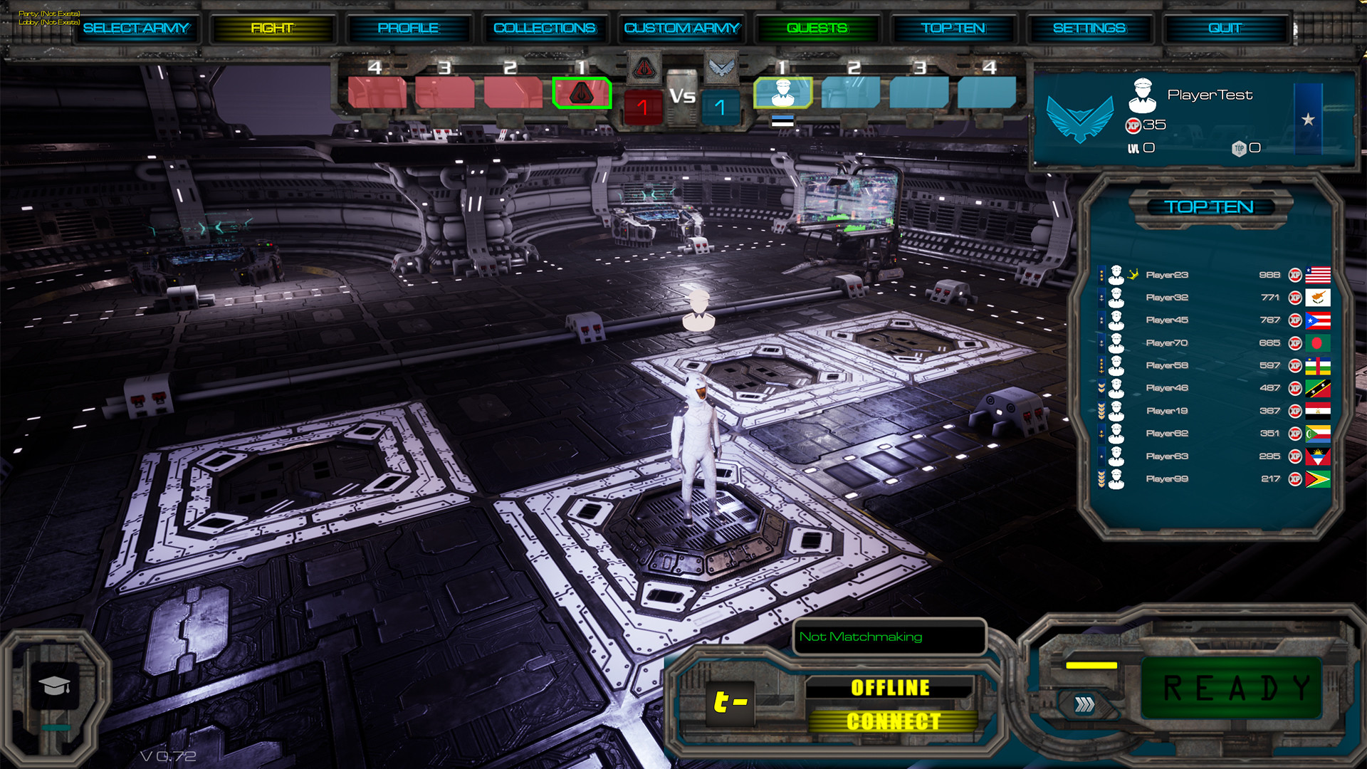 Commander selection and army preparation